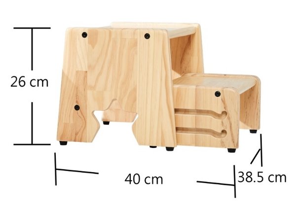 Solid Wood 2 Steps Stool
